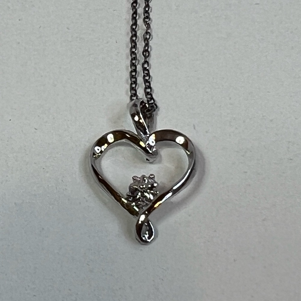 Gems TV 925 Sterling Silver Heart Pendant Necklace